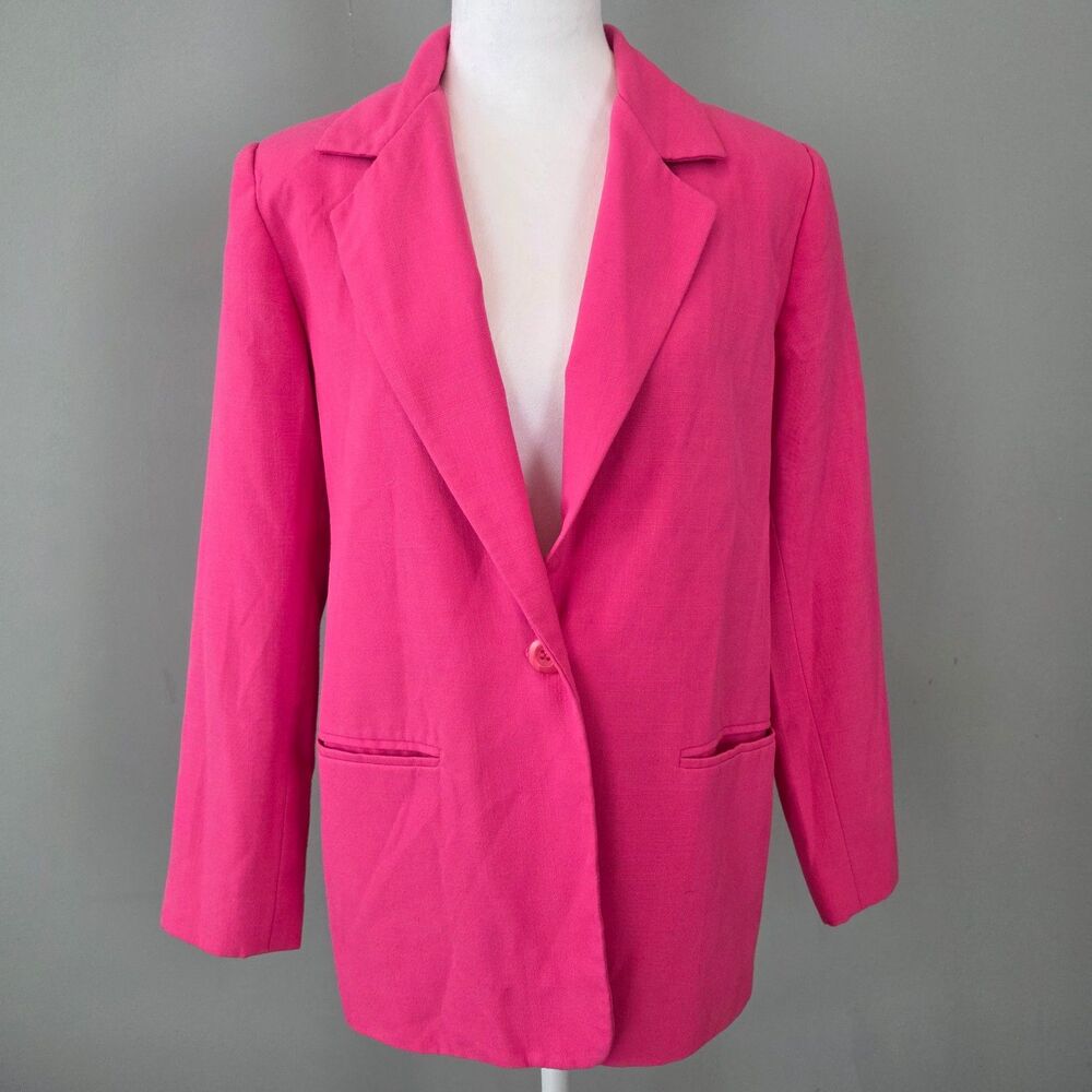 Vintage Blazer Jacket Sz M Pink Barbie Cottage Twee Glam Punk Retro Valentines